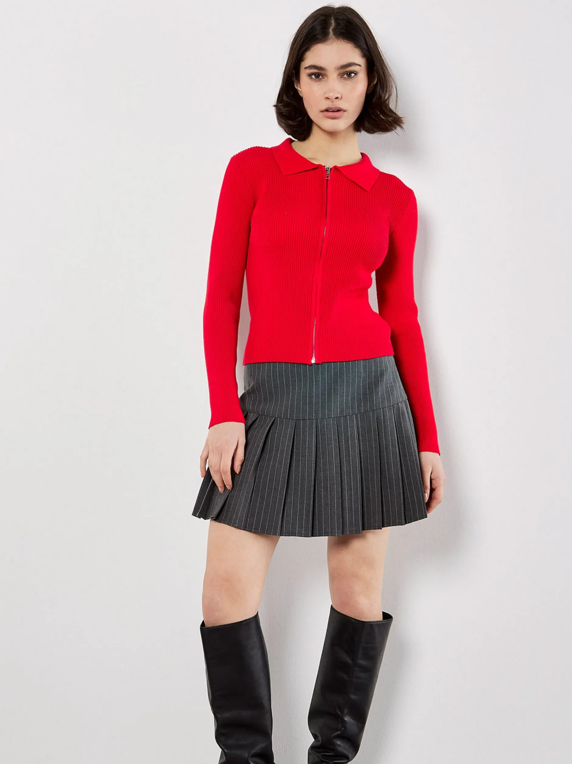 Apricot Damen Strickjacke in rot - Ärmel: langarm