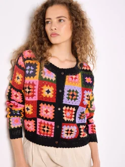 Apricot Damen Strickjacke in schwarz mehrfarbig