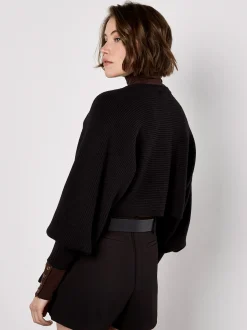 Apricot Damen Strickjacke in schwarz - Ärmel: langarm