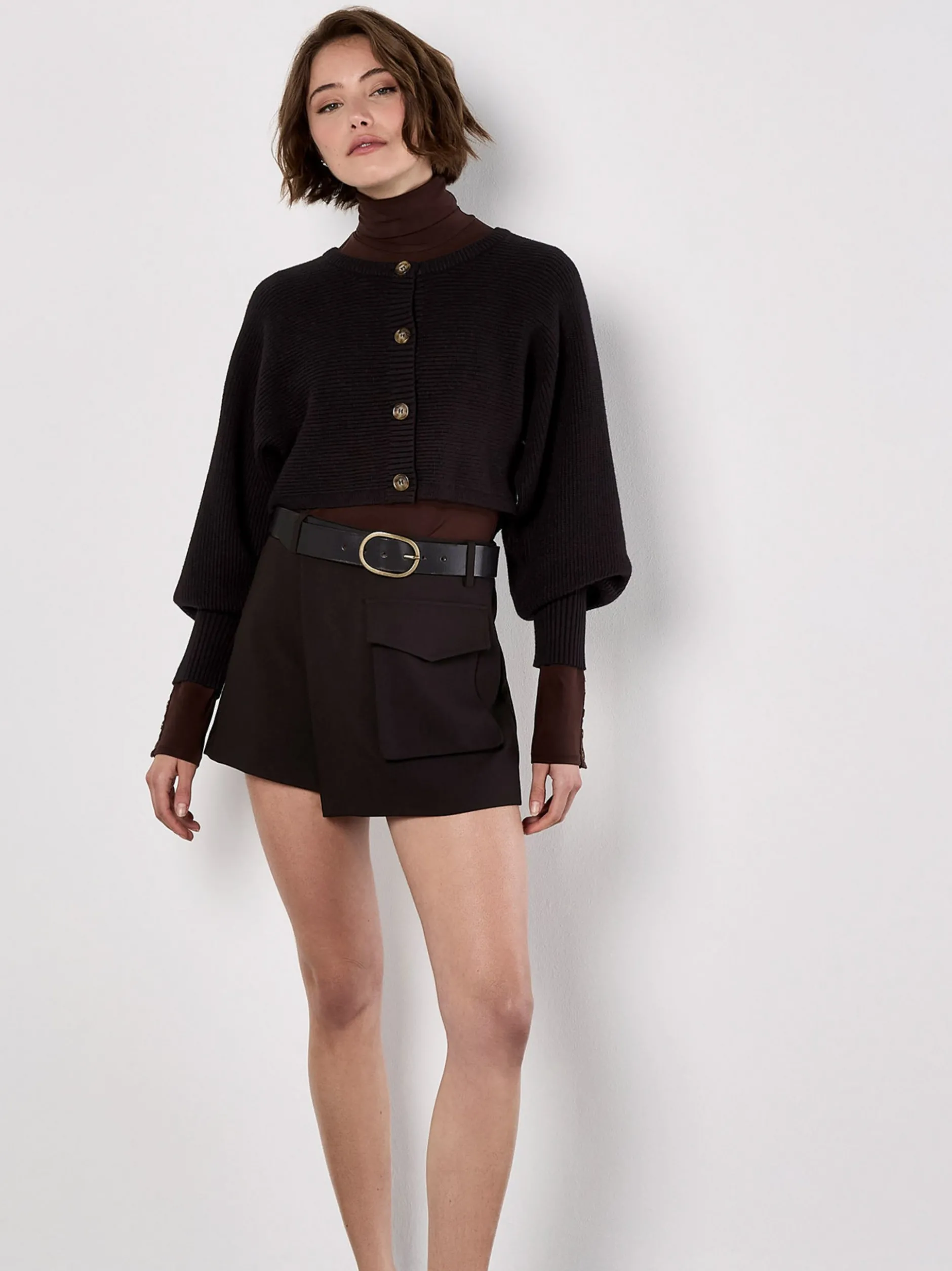 Apricot Damen Strickjacke in schwarz - Ärmel: langarm