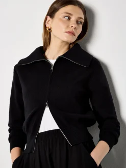 Apricot Damen Strickjacke in schwarz - Ärmel: langarm