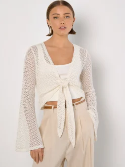 Apricot Damen Strickjacke in weiß - Ärmel: langarm