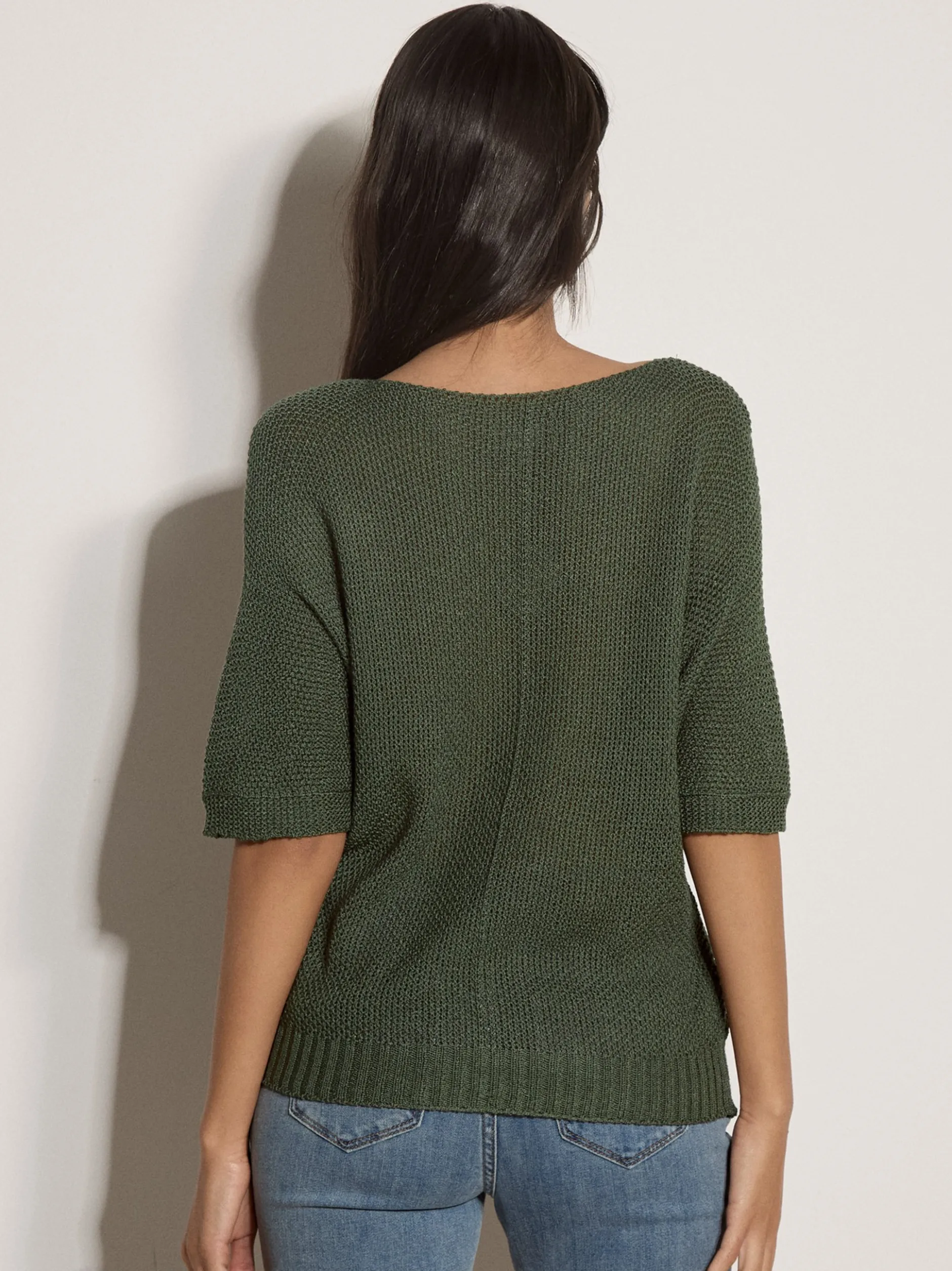 Apricot Damen Strickshirt in oliv khaki - Ärmel: 3/4 Arm