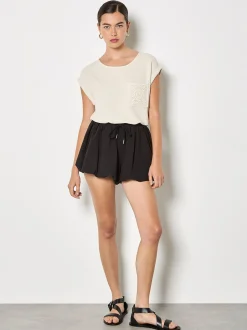 Apricot Damen Top in sand beige - Ausschnitt: Rundhals