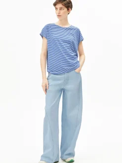 ARMEDANGELS Damen T-Shirt - Slub in blau weiß