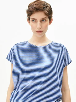 ARMEDANGELS Damen T-Shirt - Slub in blau weiß