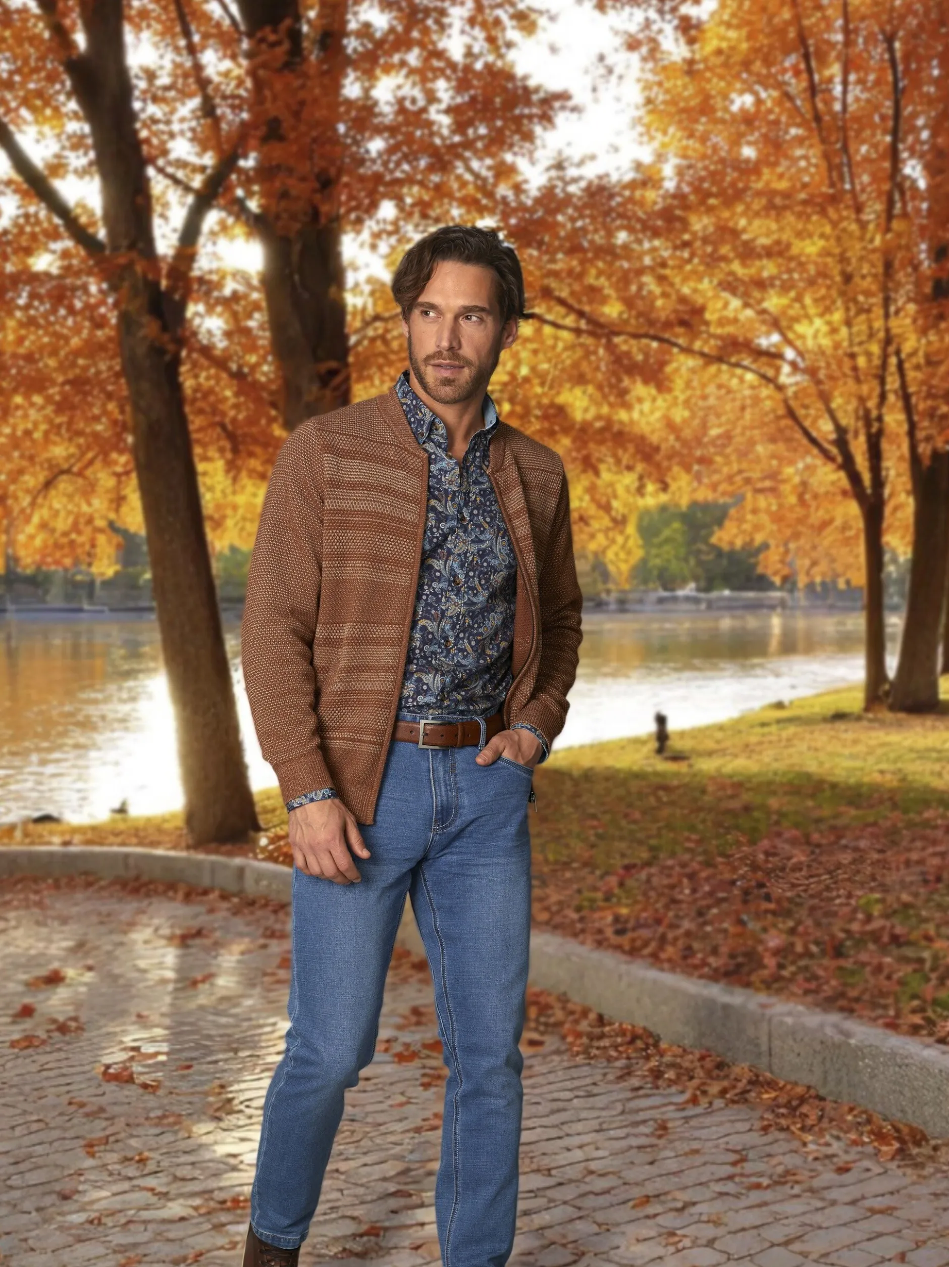 BABISTA Herren Strickjacke - CALEN in cognac