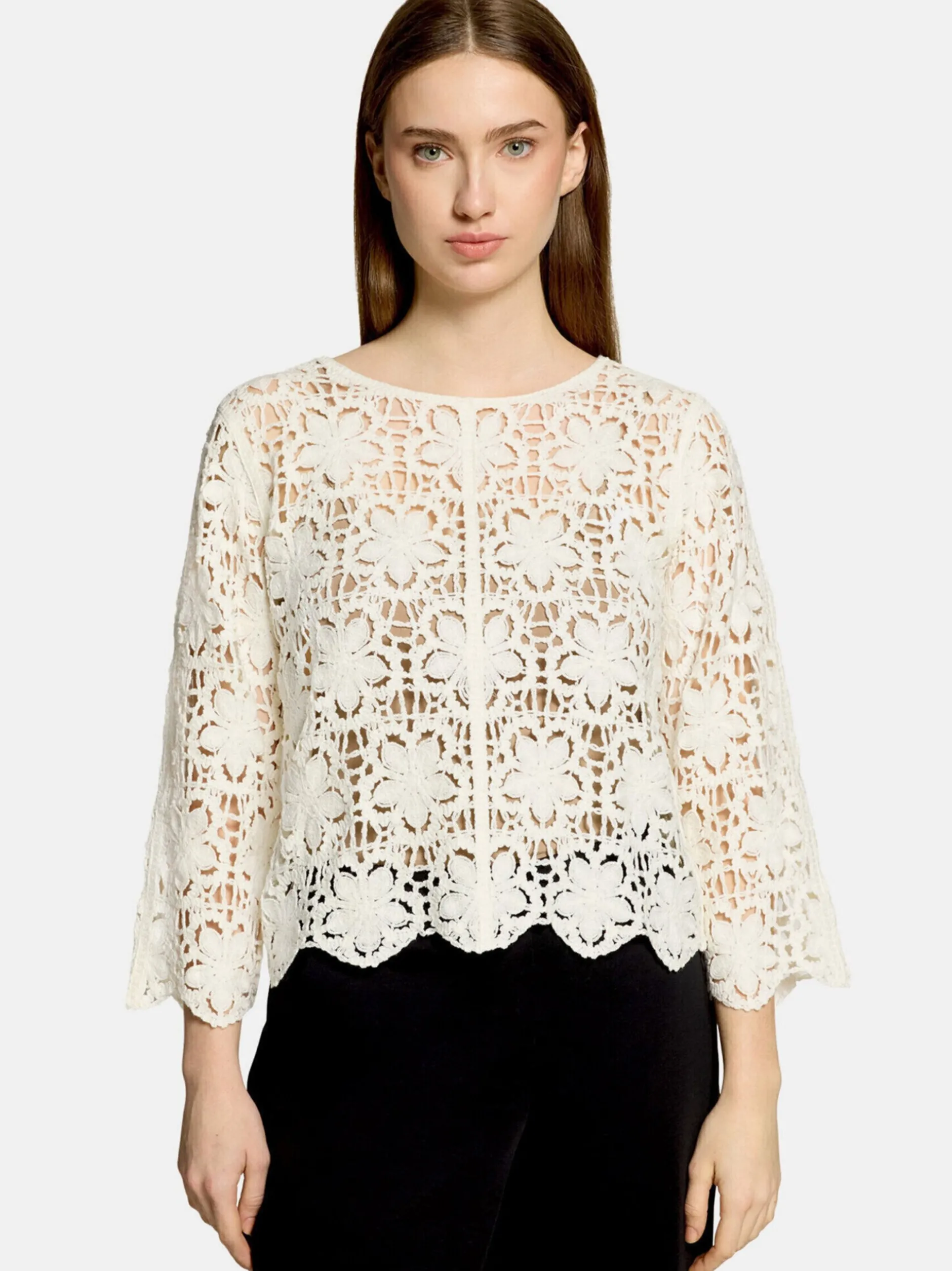 Betty Barclay Damen Lochstrick-Pullover in weiß