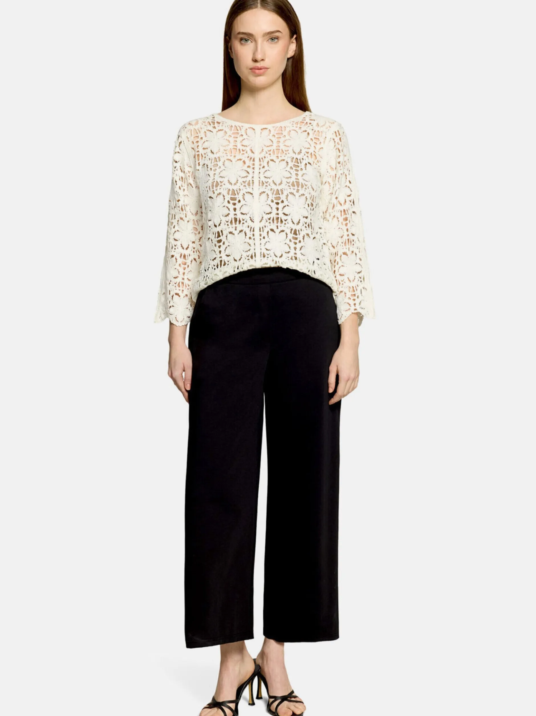 Betty Barclay Damen Lochstrick-Pullover in weiß