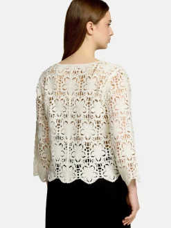 Betty Barclay Damen Lochstrick-Pullover in weiß