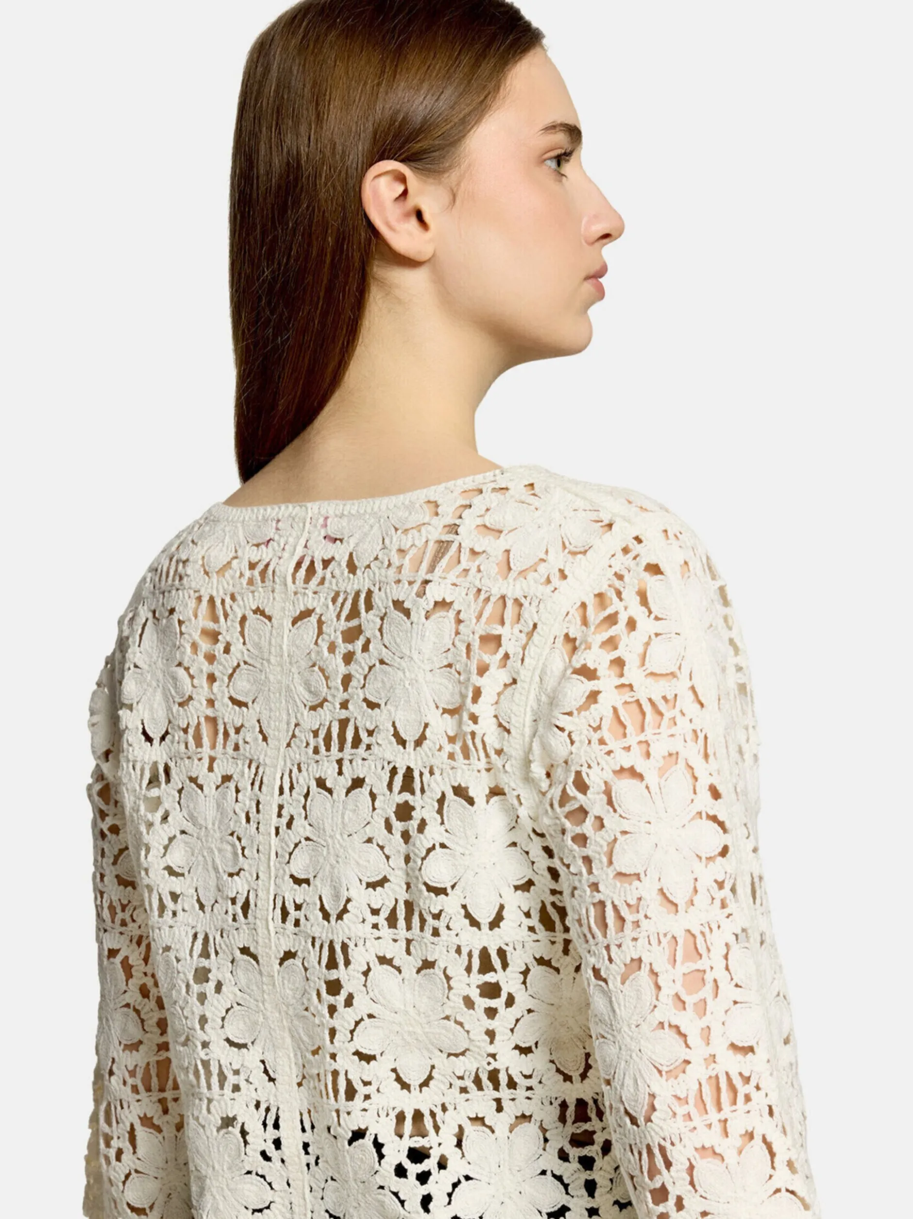 Betty Barclay Damen Lochstrick-Pullover in weiß