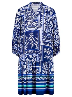 Betty Barclay Damen Stufenkleid in blau weiß