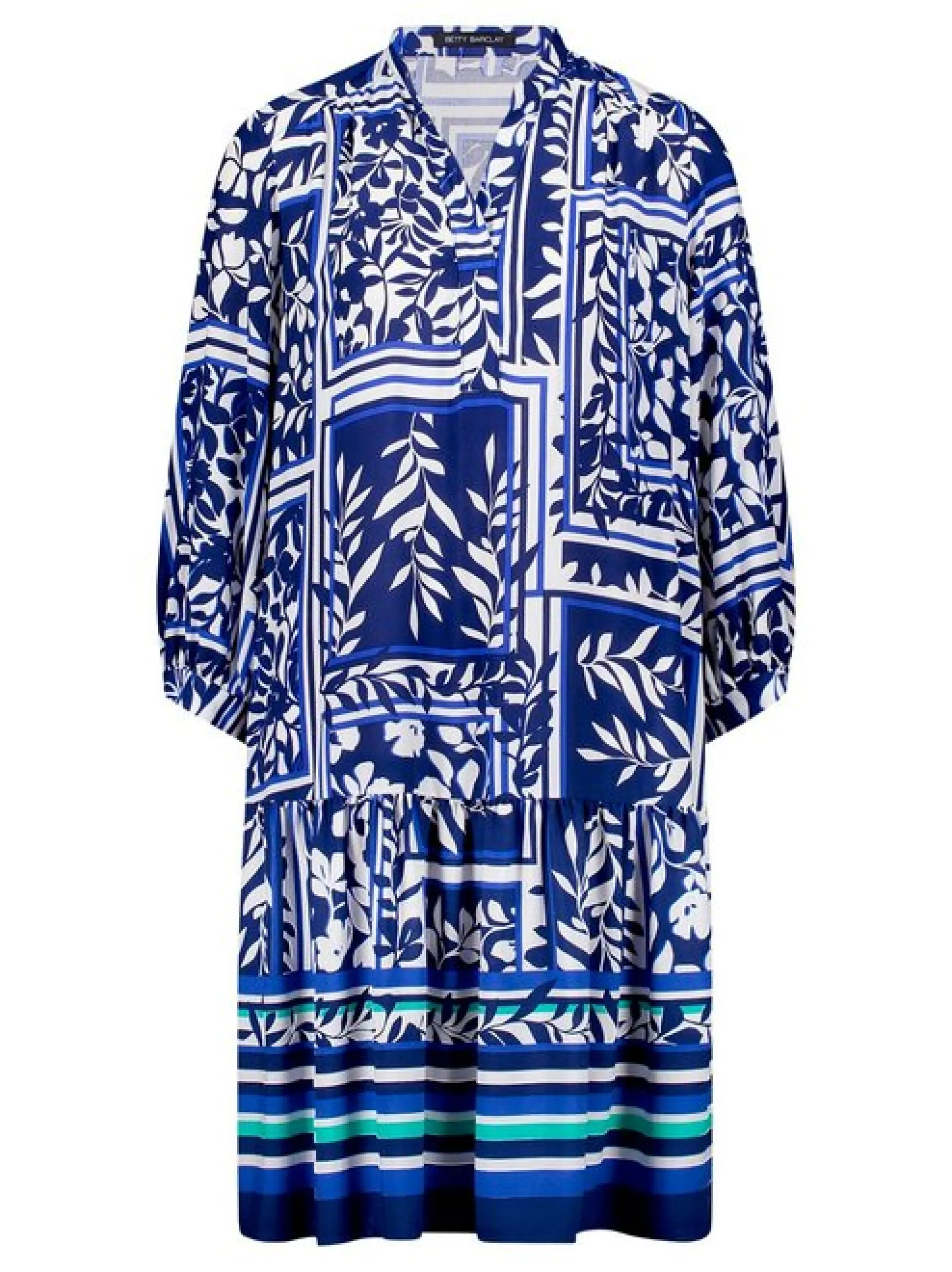 Betty Barclay Damen Stufenkleid in blau weiß
