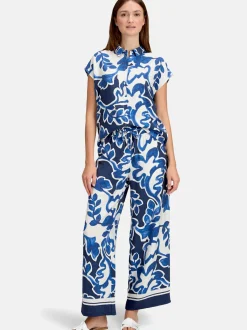 Betty & Co Damen Hemdbluse in marine weiß