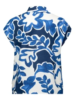 Betty & Co Damen Hemdbluse in marine weiß