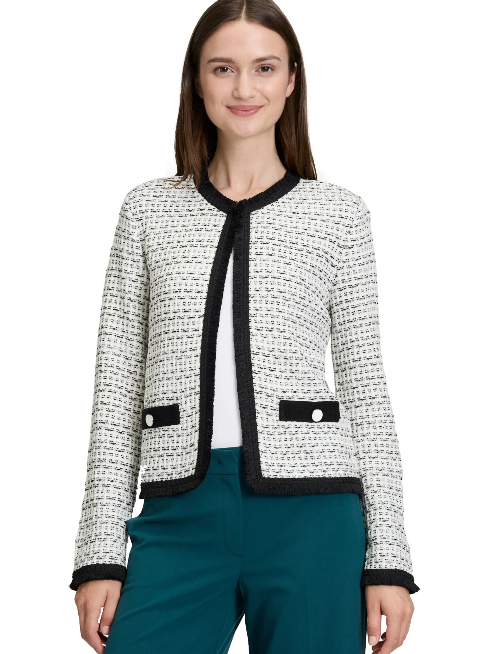 Betty & Co Damen Strickjacke in ecru mehrfarbig