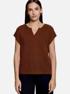 Betty & Co Damen Strickshirt in beige braun