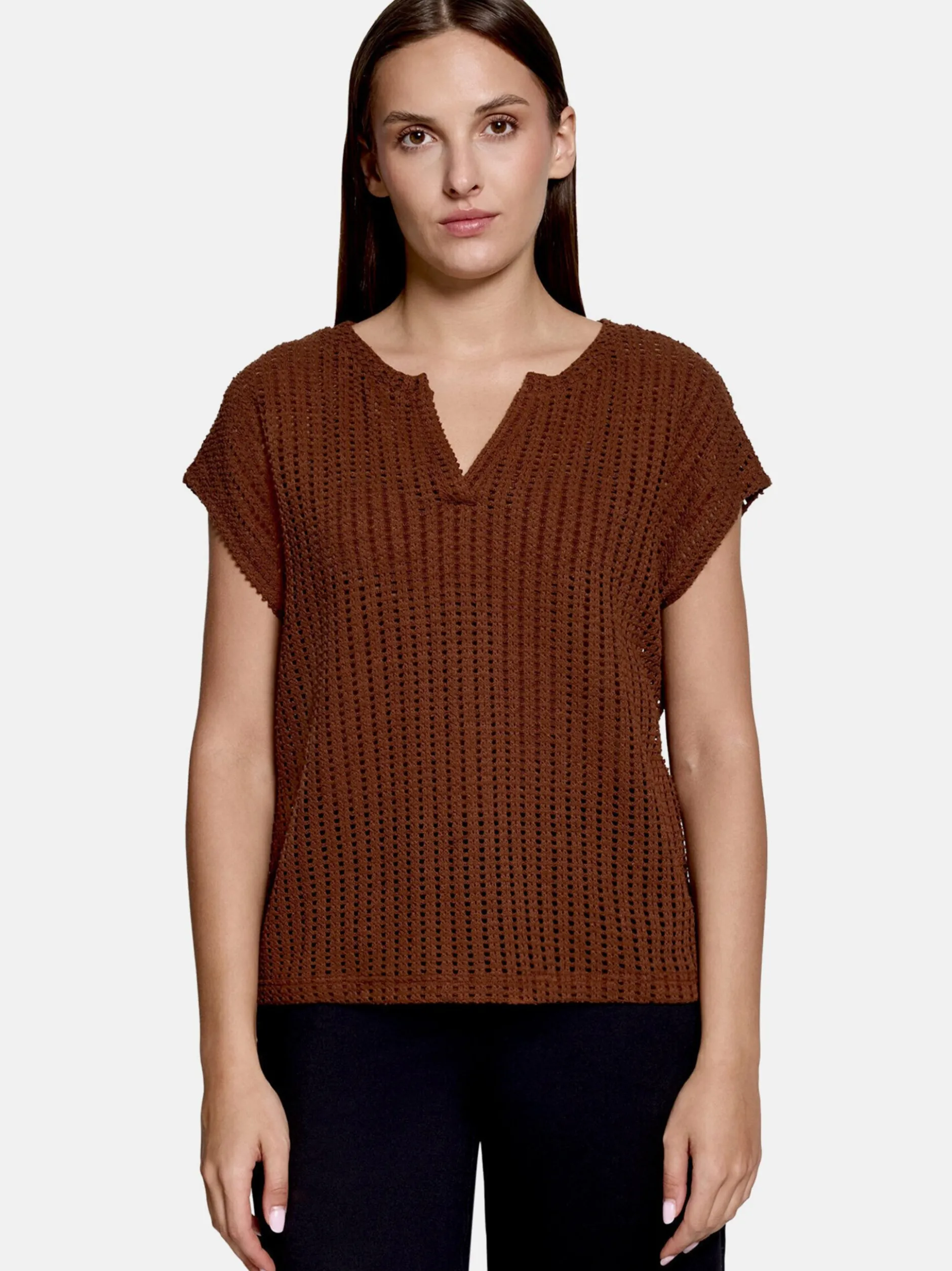 Betty & Co Damen Strickshirt in beige braun
