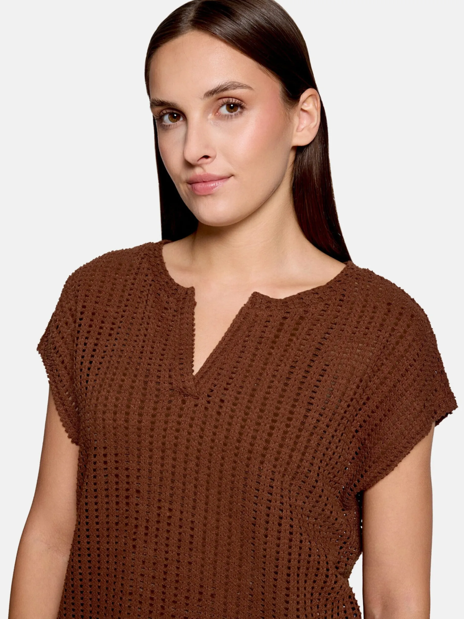 Betty & Co Damen Strickshirt in beige braun