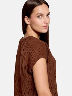 Betty & Co Damen Strickshirt in beige braun