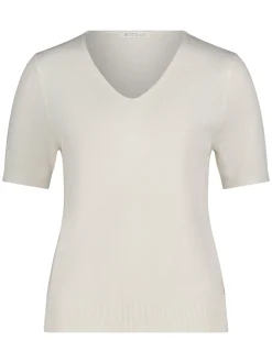Betty & Co Damen Strickshirt in ecru - Ärmel: kurzarm
