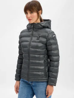 Blauer Damen Steppjacke in anthrazit