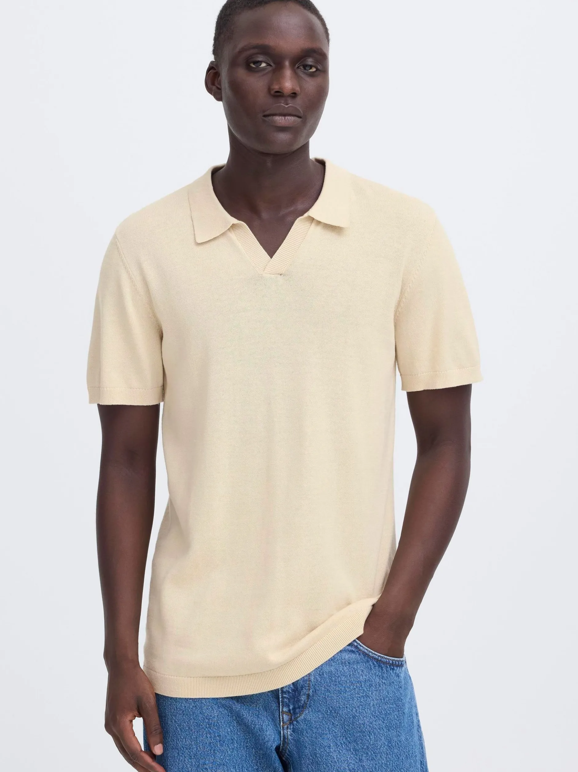 BLEND Herren Feinstrickpoloshirt - BHBray in beige