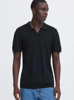 BLEND Herren Feinstrickpoloshirt - BHBray in schwarz