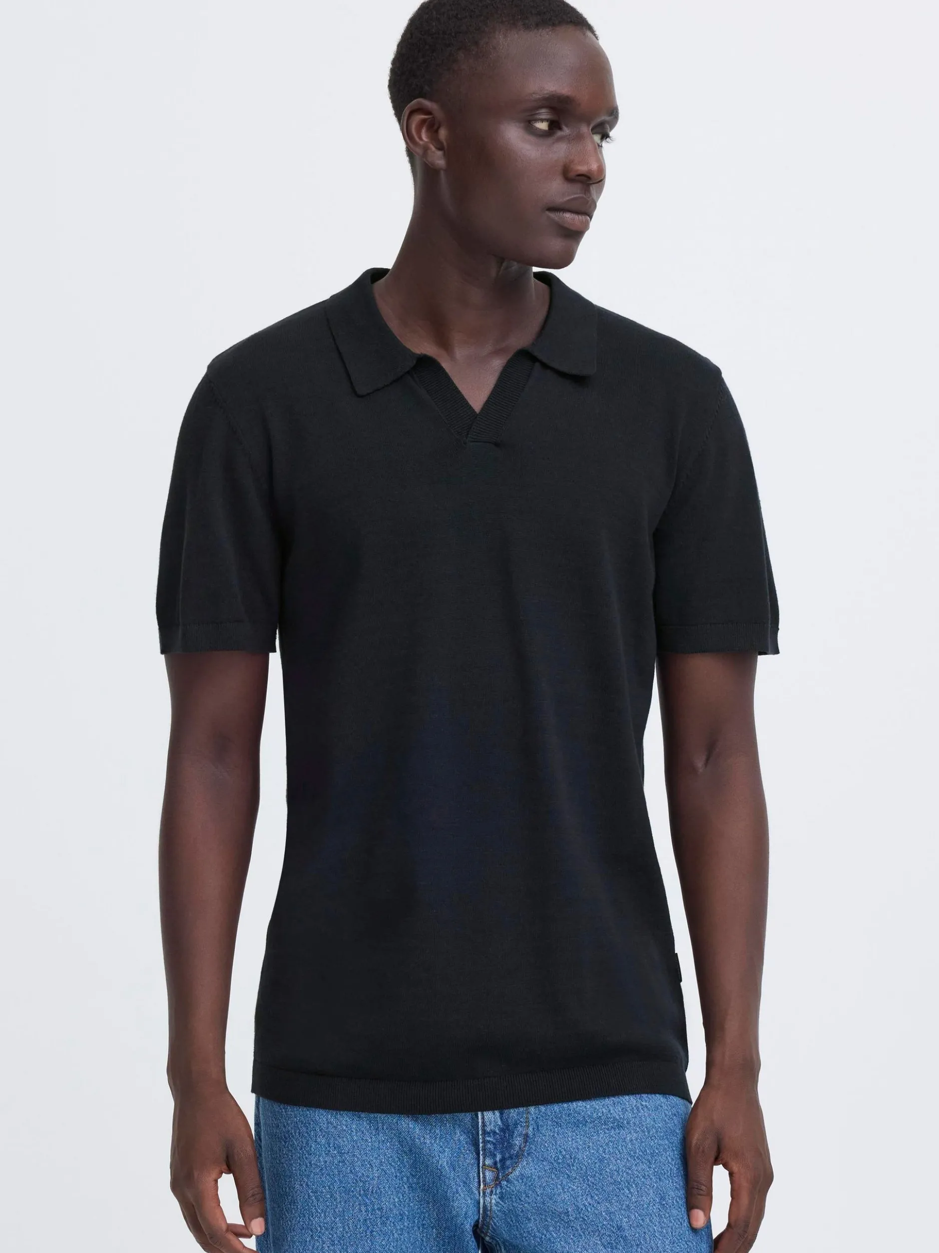BLEND Herren Feinstrickpoloshirt - BHBray in schwarz