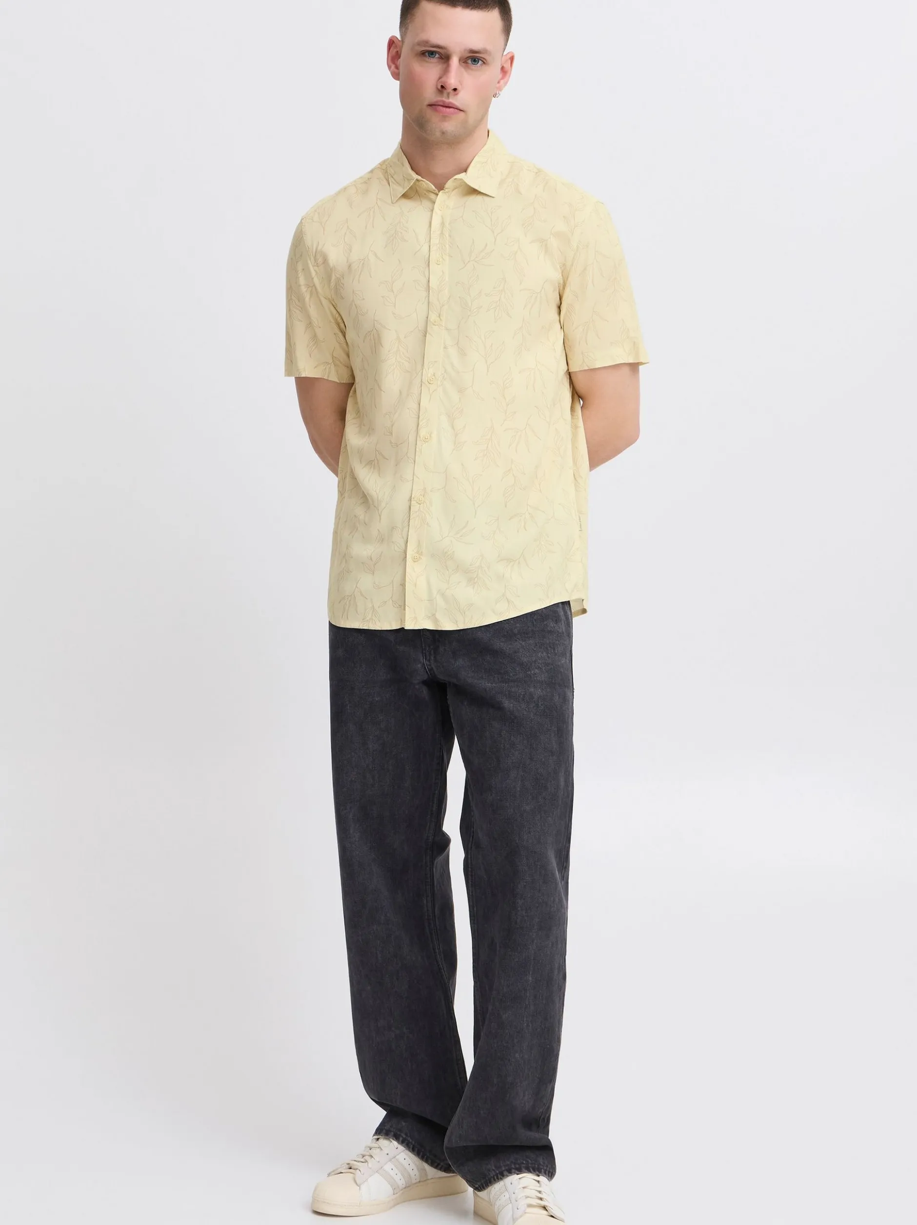 BLEND Herren Kurzarmhemd - BHace Shirt in beige