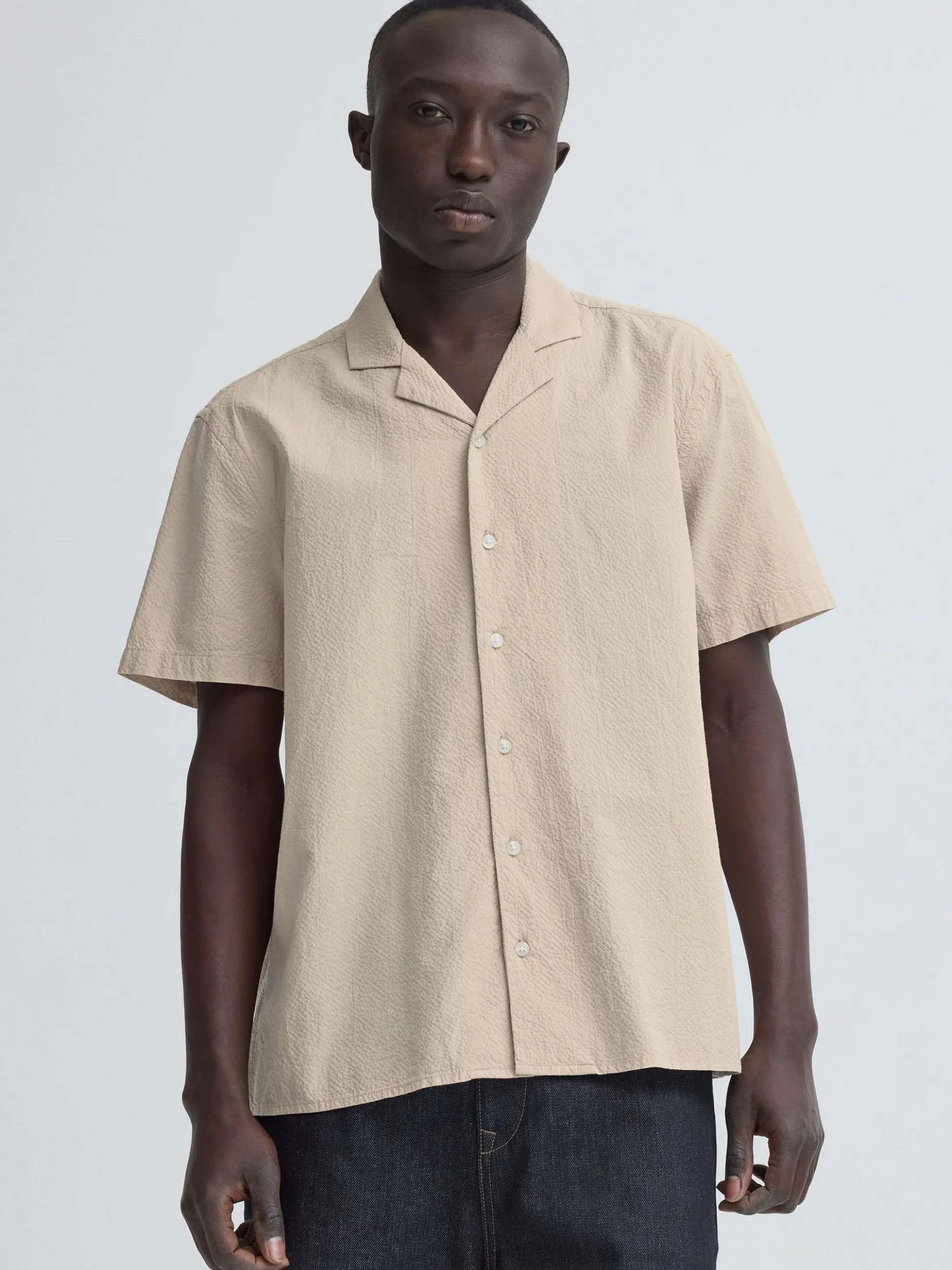 BLEND Herren Kurzarmhemd - BHAvan in beige