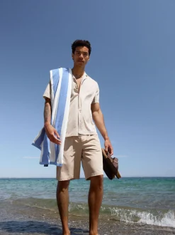 BLEND Herren Kurzarmhemd - BHAvan in beige