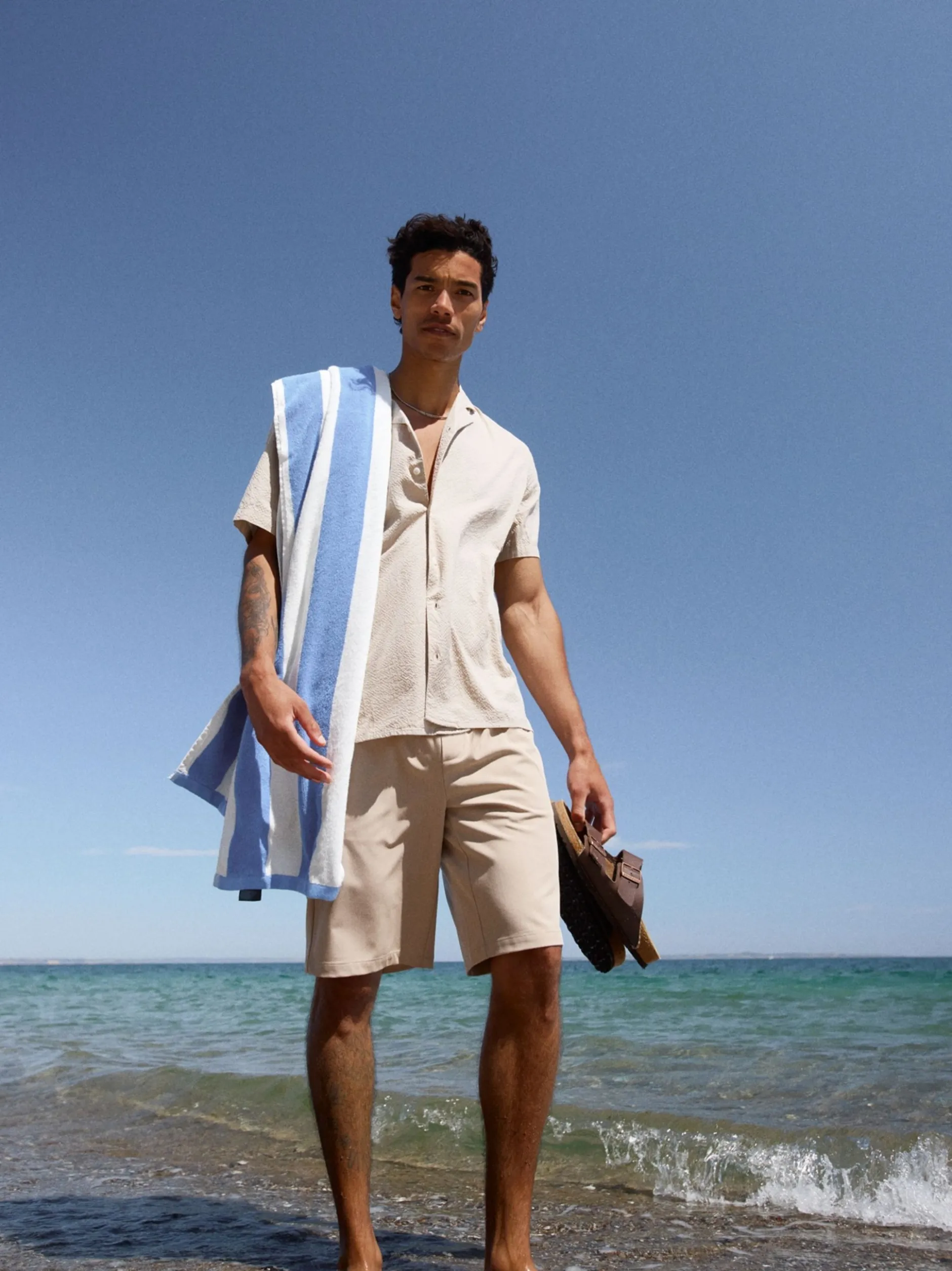 BLEND Herren Kurzarmhemd - BHAvan in beige