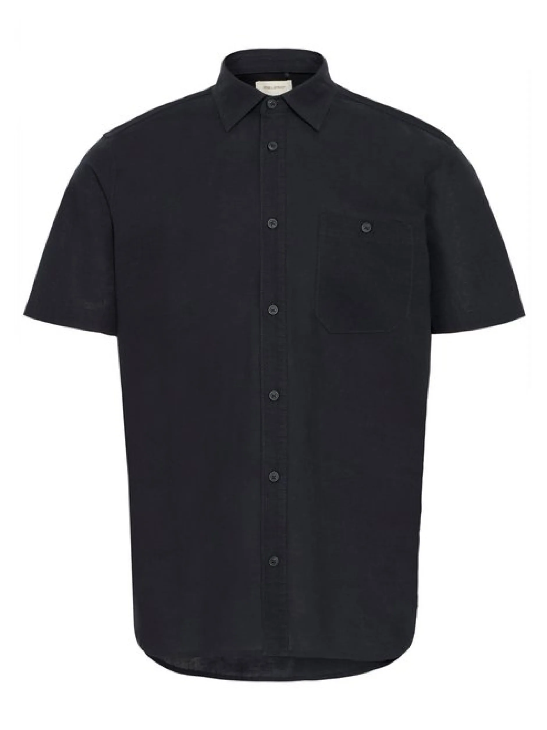 BLEND Herren Kurzarmhemd - BHBay Linen in schwarz