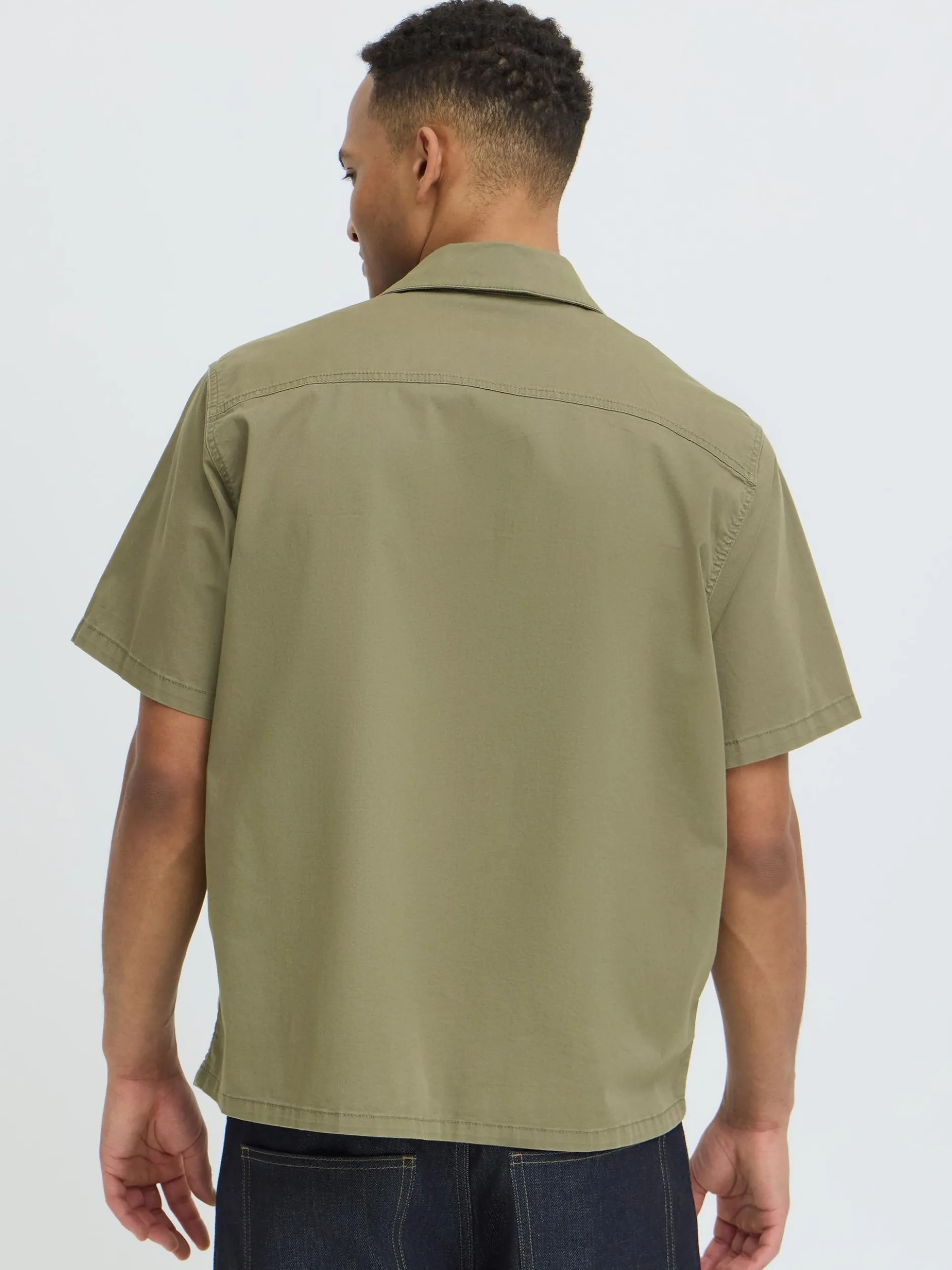 BLEND Herren Kurzarmhemd - BHMatz Overshirt in oliv