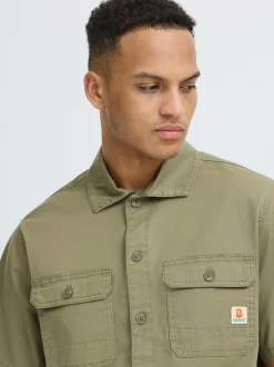 BLEND Herren Kurzarmhemd - BHMatz Overshirt in oliv