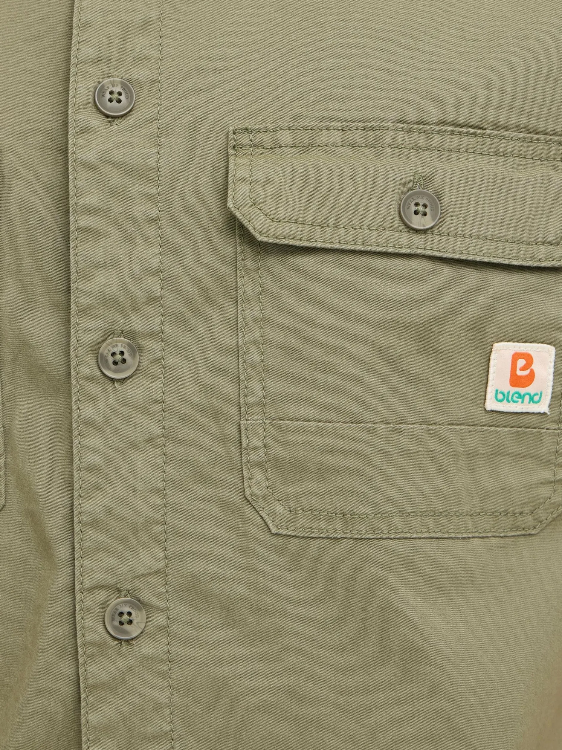 BLEND Herren Kurzarmhemd - BHMatz Overshirt in oliv