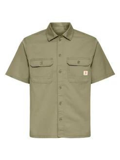 BLEND Herren Kurzarmhemd - BHMatz Overshirt in oliv