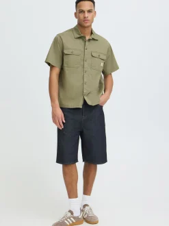 BLEND Herren Kurzarmhemd - BHMatz Overshirt in oliv