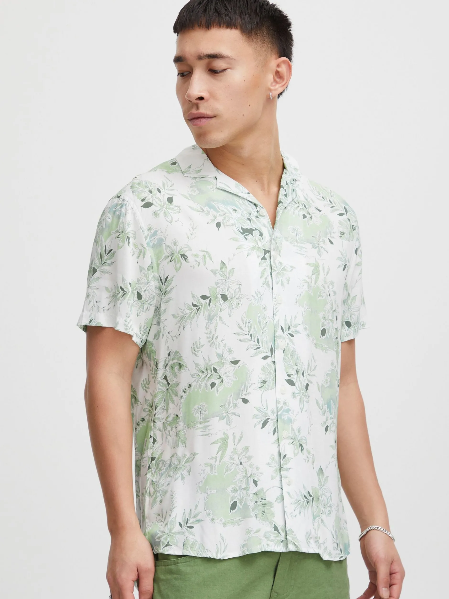 BLEND Herren Kurzarmhemd - BHShirt in grün