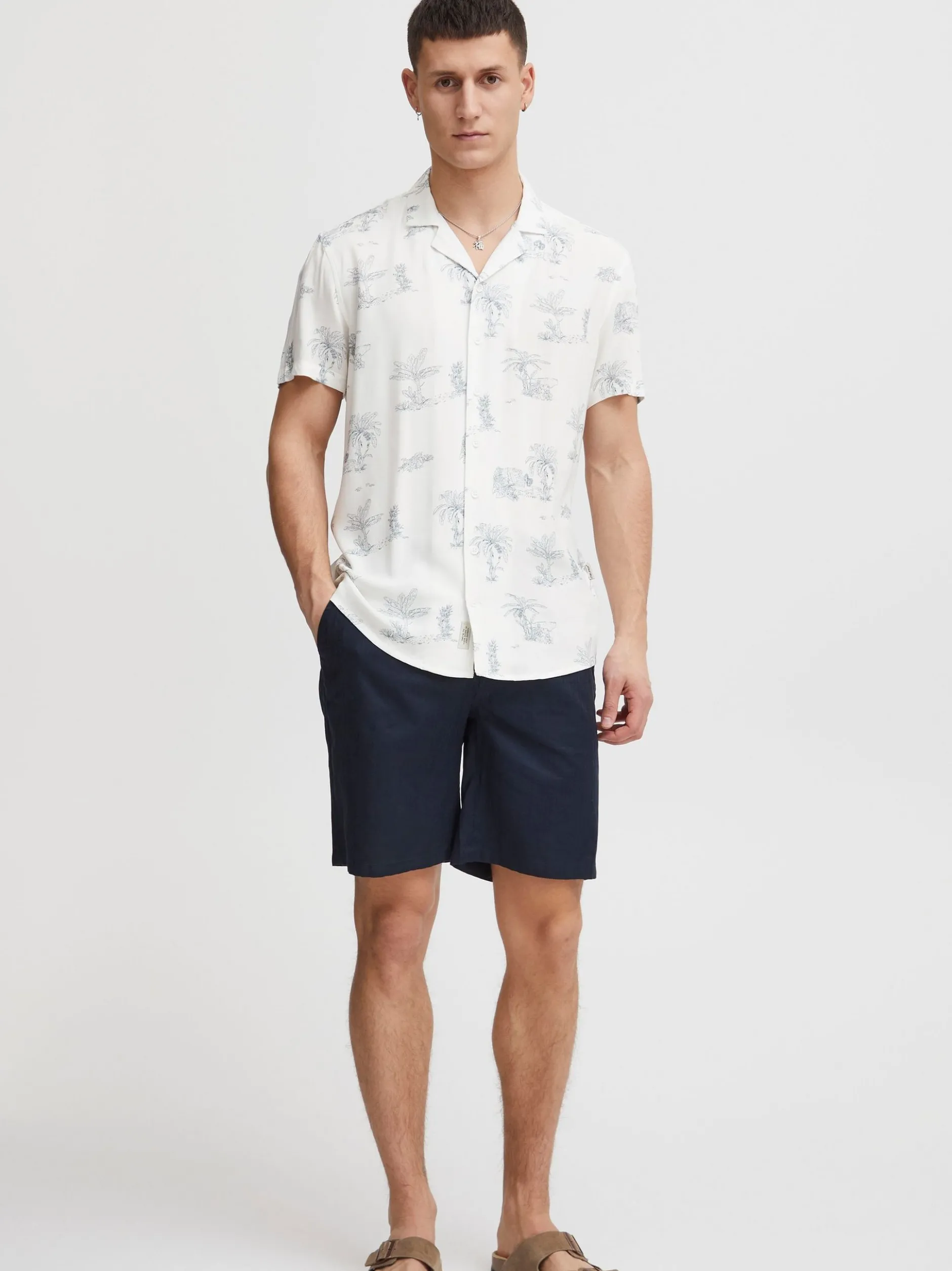 BLEND Herren Kurzarmhemd - BHShirt in weiß