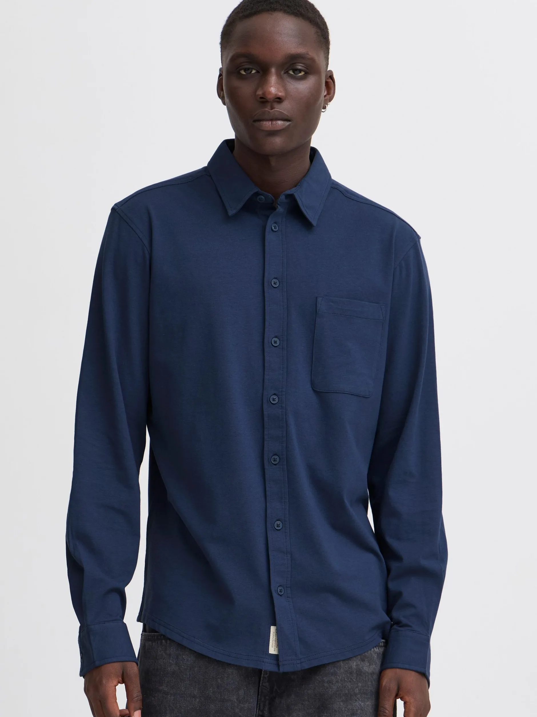 BLEND Herren Langarmhemd - BHAlo in blau