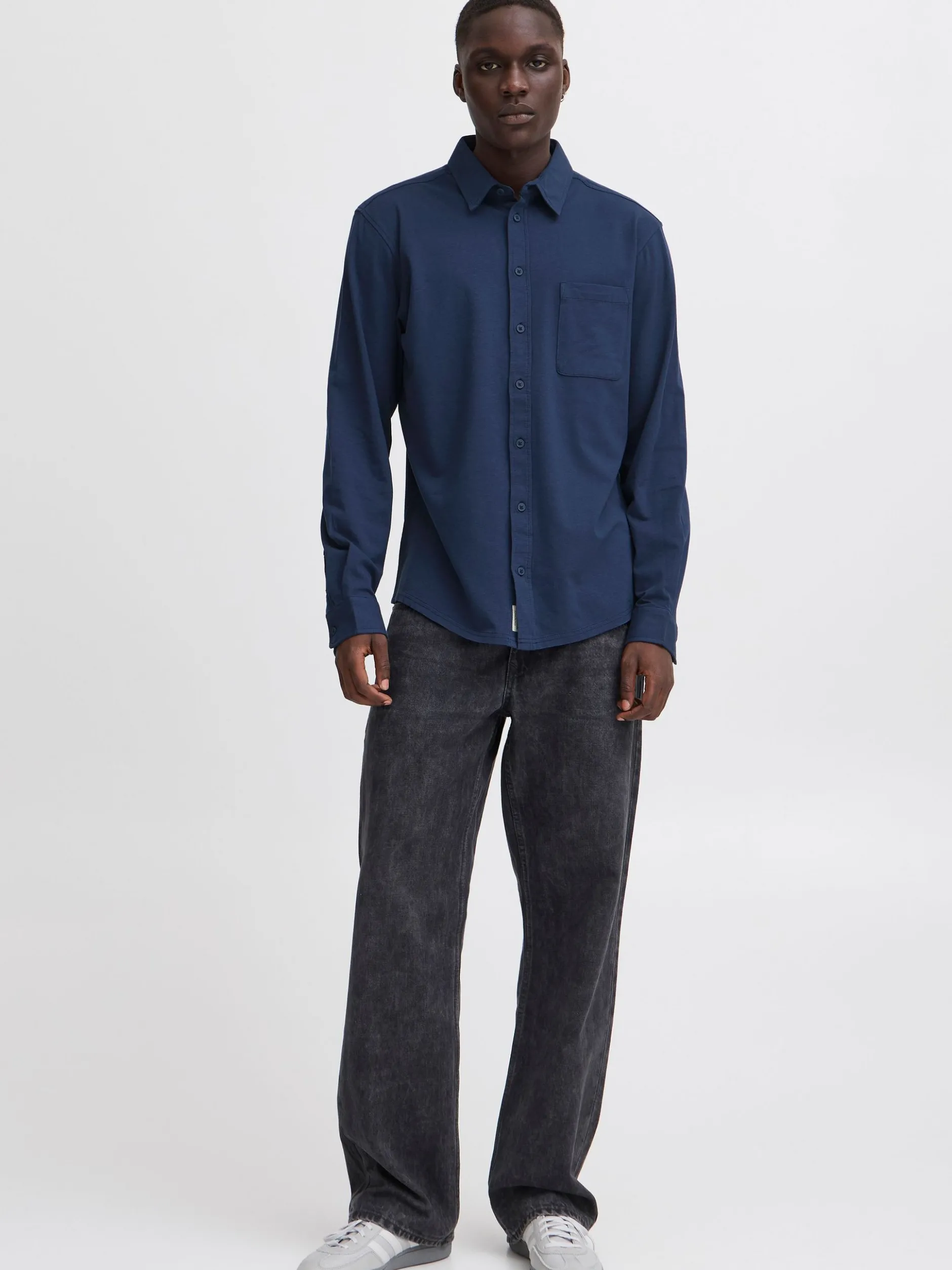 BLEND Herren Langarmhemd - BHAlo in blau