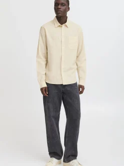 BLEND Herren Langarmhemd - BHBay Linen in beige