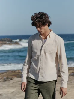 BLEND Herren Langarmhemd - BHBay Linen in beige