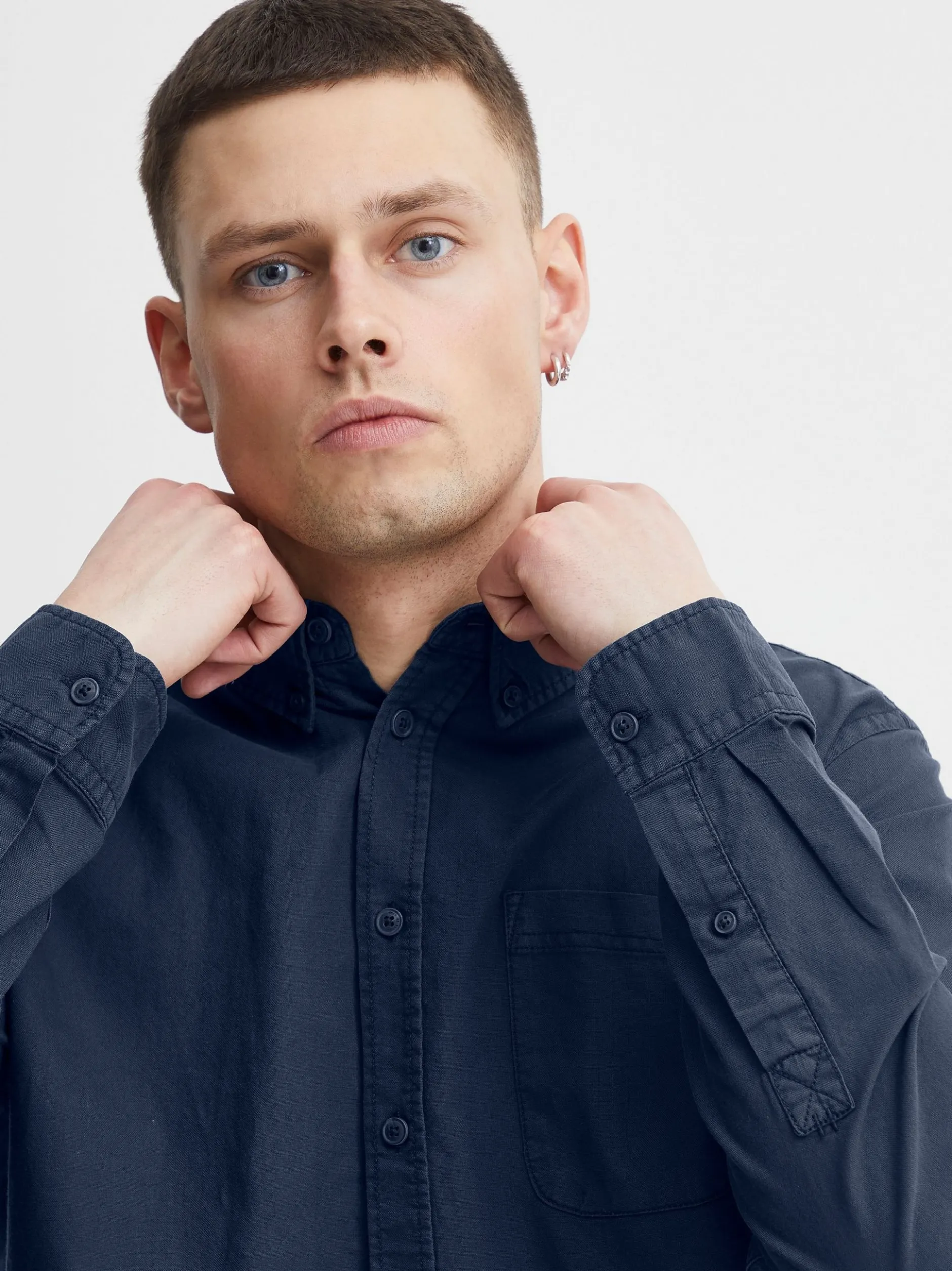 BLEND Herren Langarmhemd - BHBugley in blau