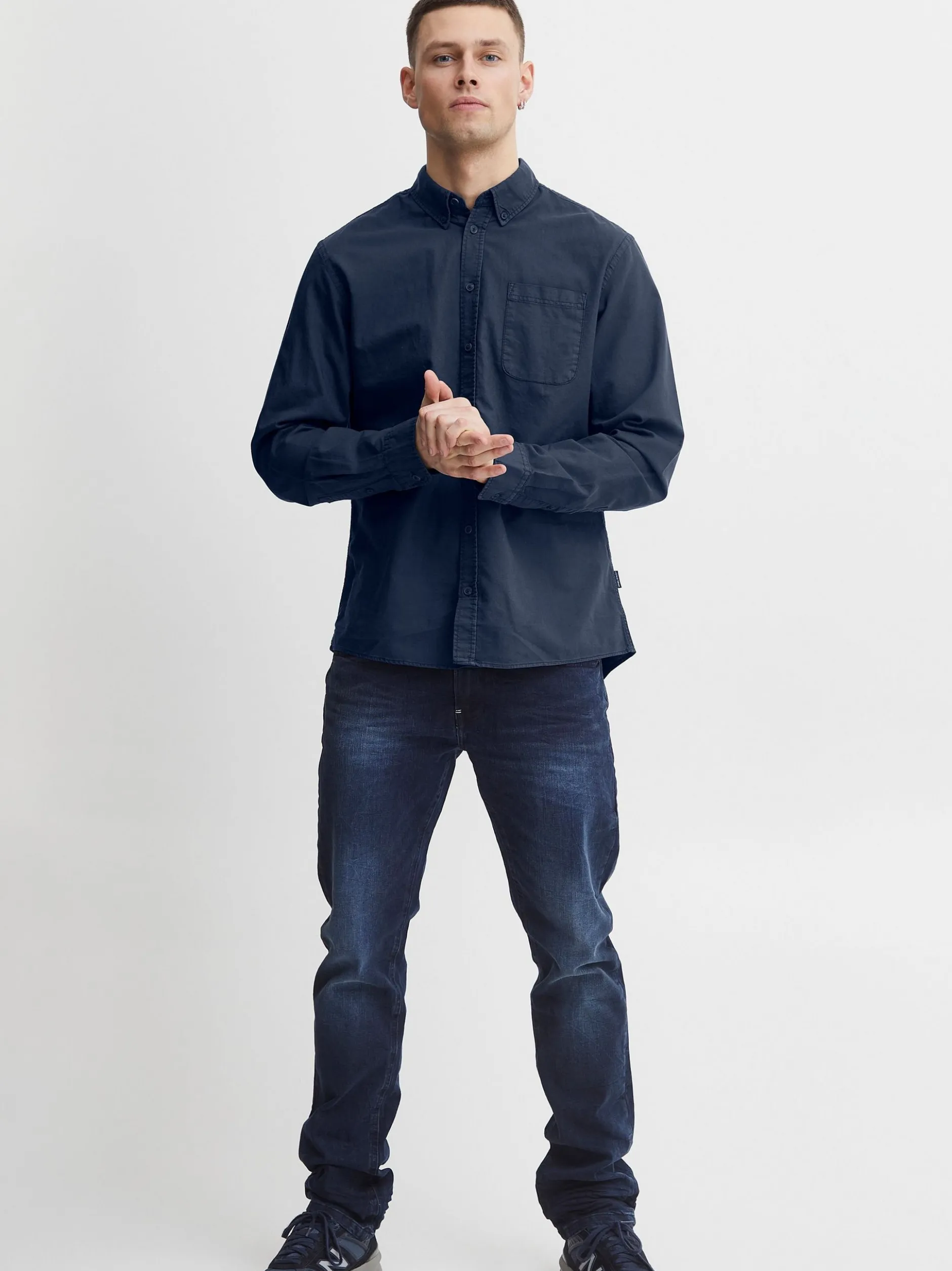 BLEND Herren Langarmhemd - BHBugley in blau