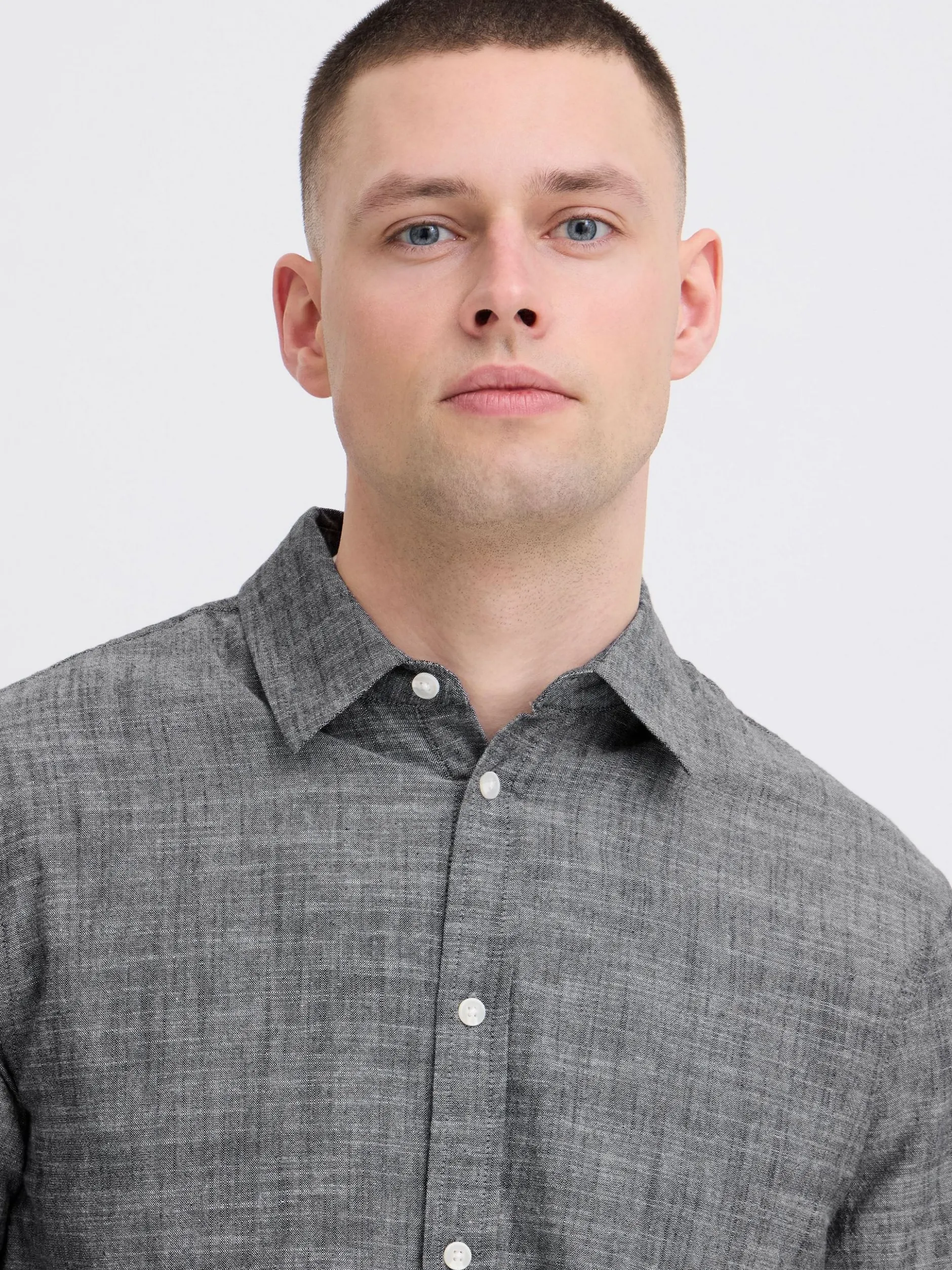 BLEND Herren Langarmhemd - BHDaris in blau