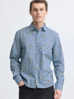 BLEND Herren Langarmhemd - BHDitlef in blau