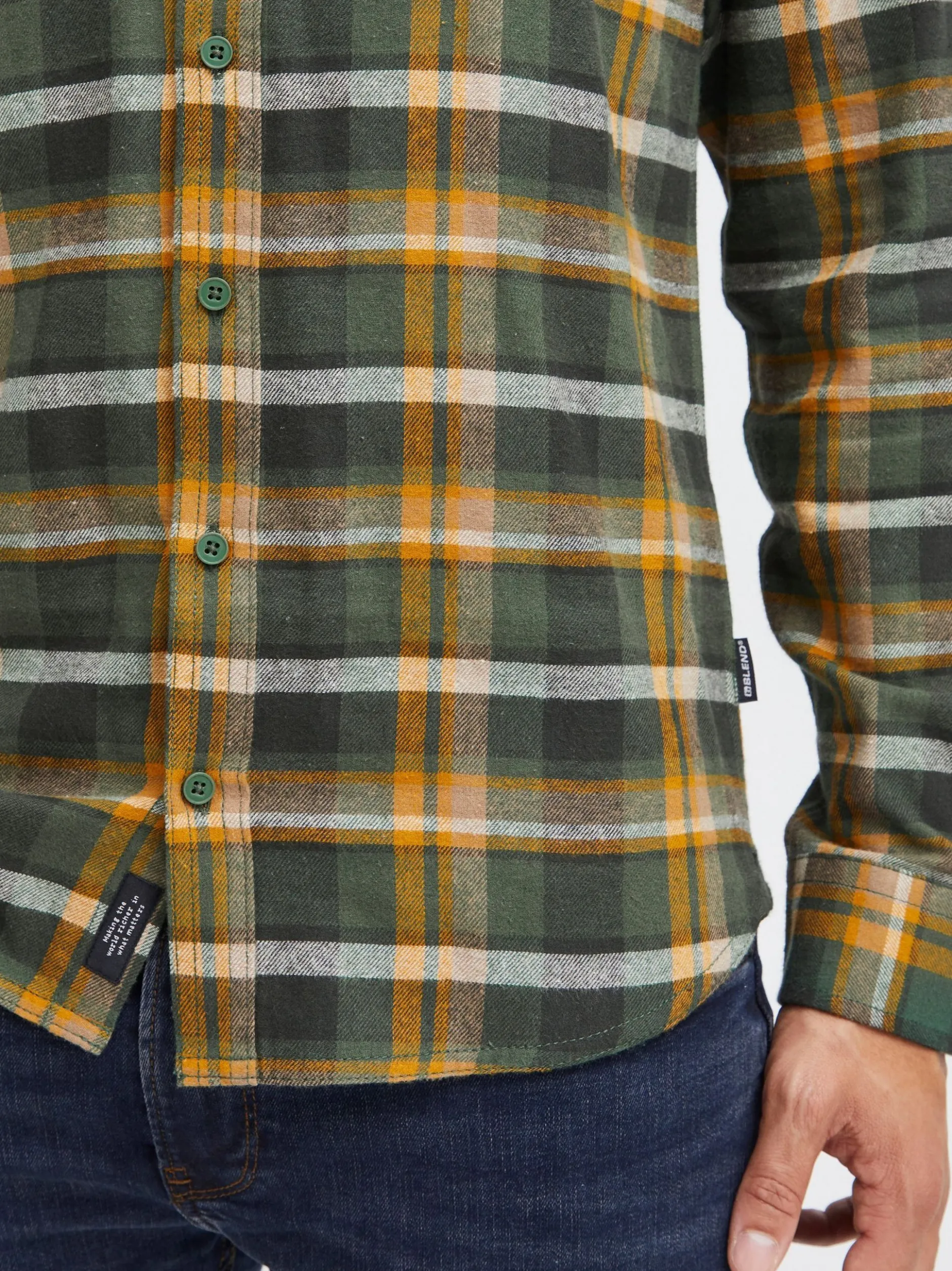 BLEND Herren Langarmhemd - BHShirt in grün
